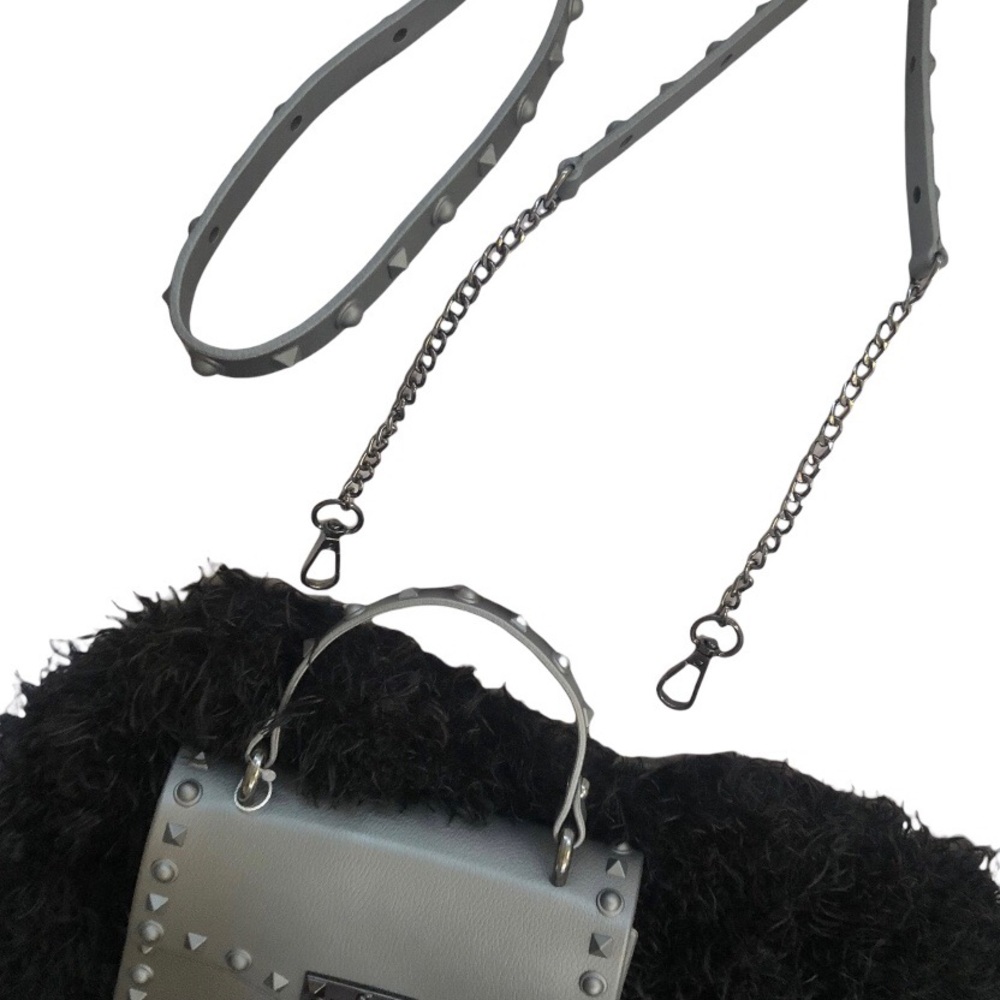 NWT Most Wanted Studded Jelly Mini Purse/Crossbody in Metallic Steel Gray - Picture 5 of 11
